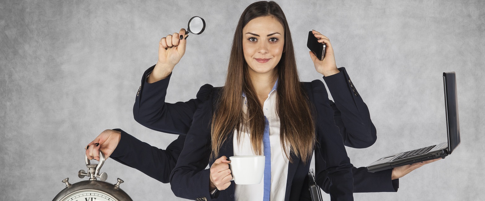 multi-purpose business woman with a large number of hands multi-purpose business woman with a large number of hands